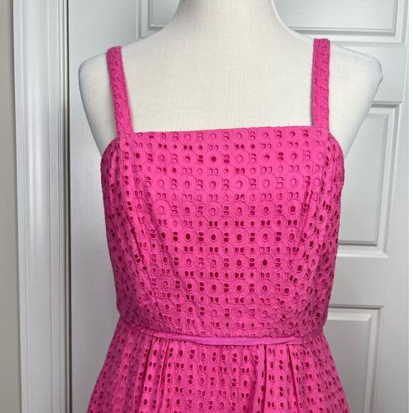 Crown and Ivy 10 Women's Pink Eyelet Removable Straps Fully Lined Cotton Dress - Picture 3 of 11